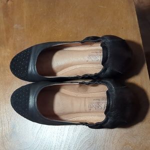 Josef Seibel black leather flats (sz 39)